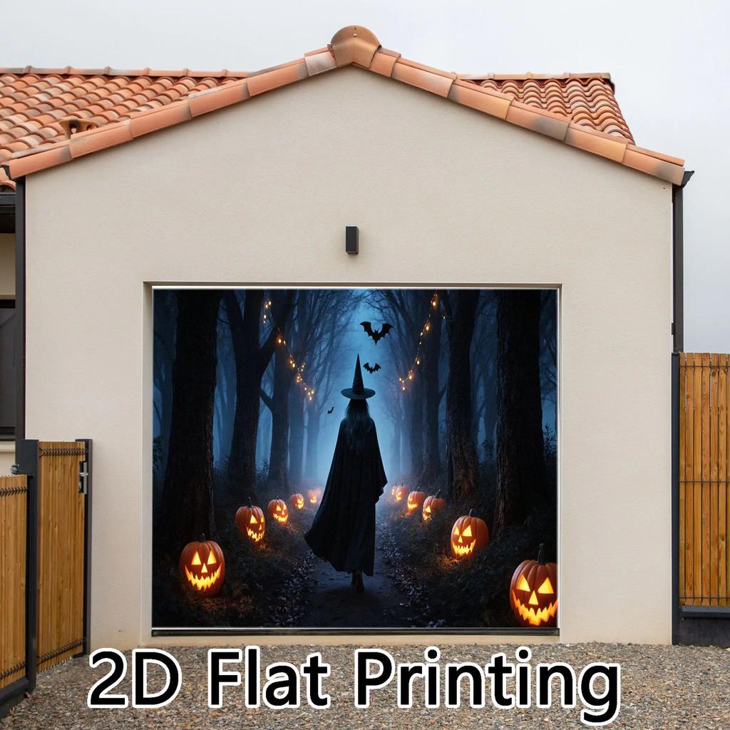 Single piece 2D printed design, Halloween printed garage door canvas, polyester print.zyc