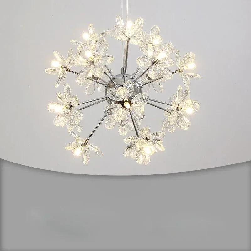 W1917 Modern Luxury Crystal Chandelier Dandelion Round Ball Pendant Ceiling Lamp for Dining Living Room Hanging Light New