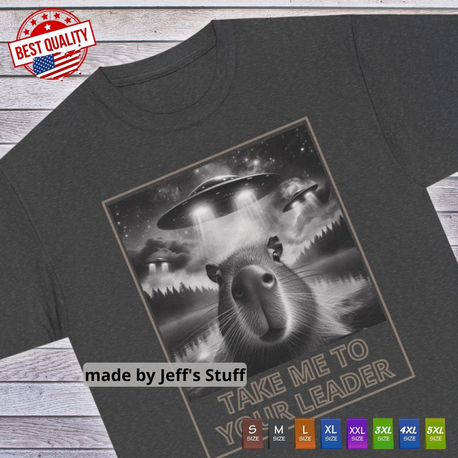 Take Me to Your Leader Funny Capybara UFO T-Shirt, Alien Gift for Men Women Tee S