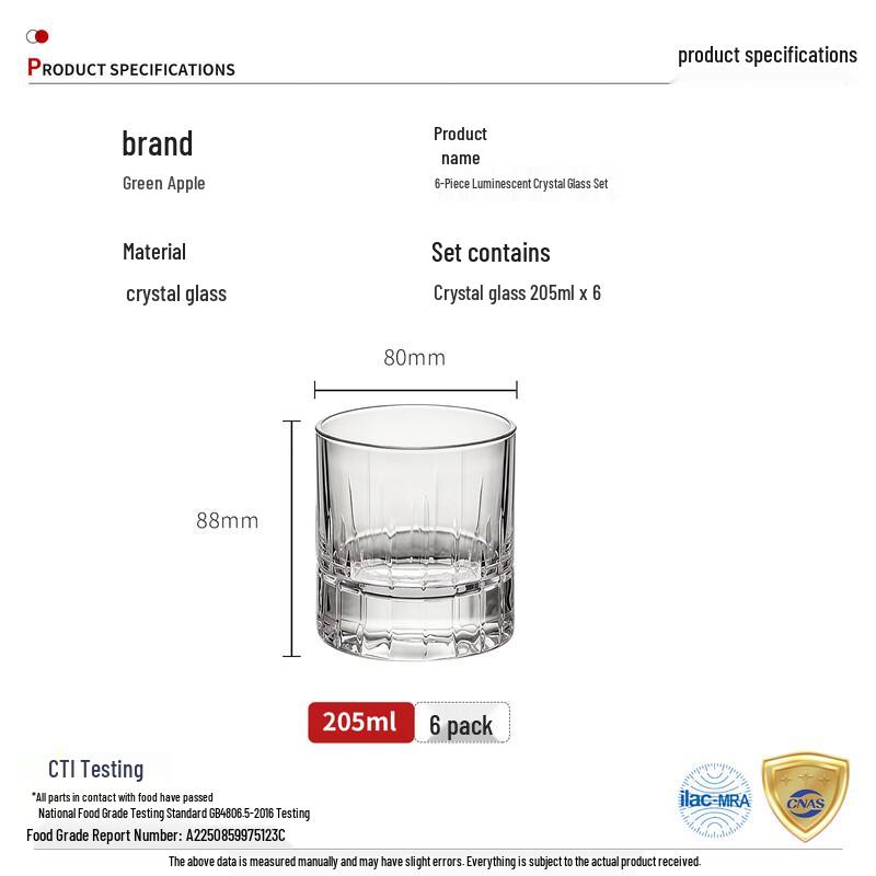 QINGPINGGUO Reinforced Crystal Glass Whiskey & Juice Cup Set