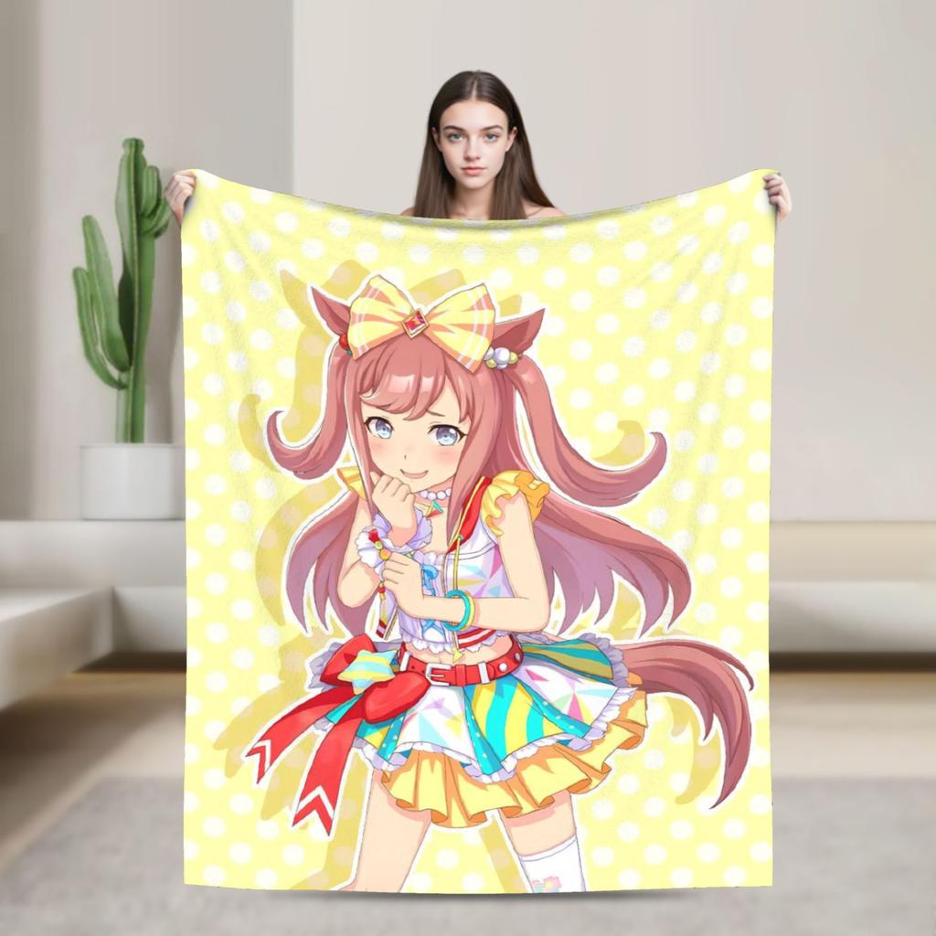 Umamusume Pretty Derby Mejiro Blanket Fleece Autumn/Winter Portable Lightweight Throw Blanket for Bed Bedroom Rug Piece