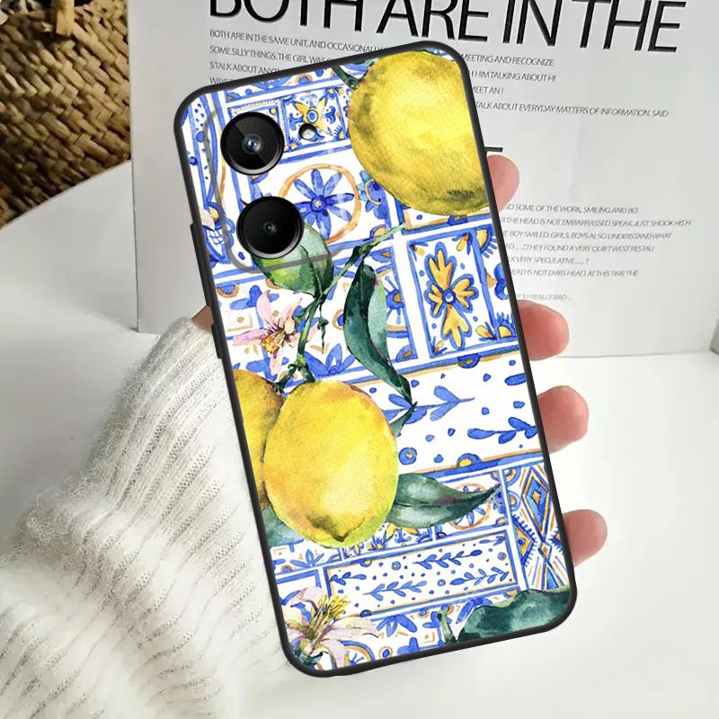 Mediterranean Lemon Case For Realme C67 C55 C53 C51 C35 C33 C31 C30 C25s C21Y GT Neo 5 GT5 9 10 11 12 Pro Plus
