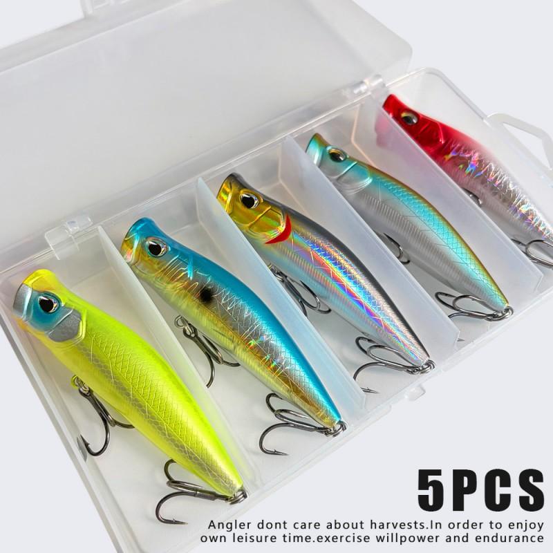 5pcs Topwater Popper Lure Set Small Game Fishing - 9cm 10.5cm ABS Floating Surface Walker