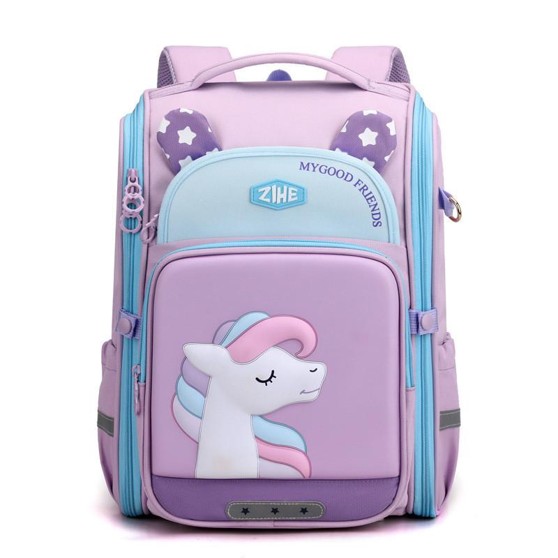 Breathable Durable Oxford Cloth School Backpack For Children With Fun Animal Patterns