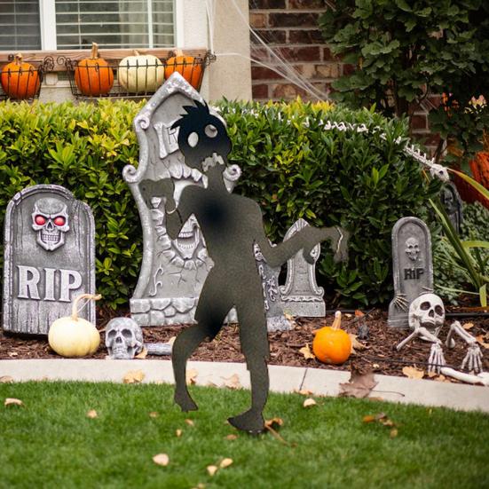 Zombie Garden Stake Metal Zombie Silhouette Yard Stake Weather Resistant Spooky Zombie