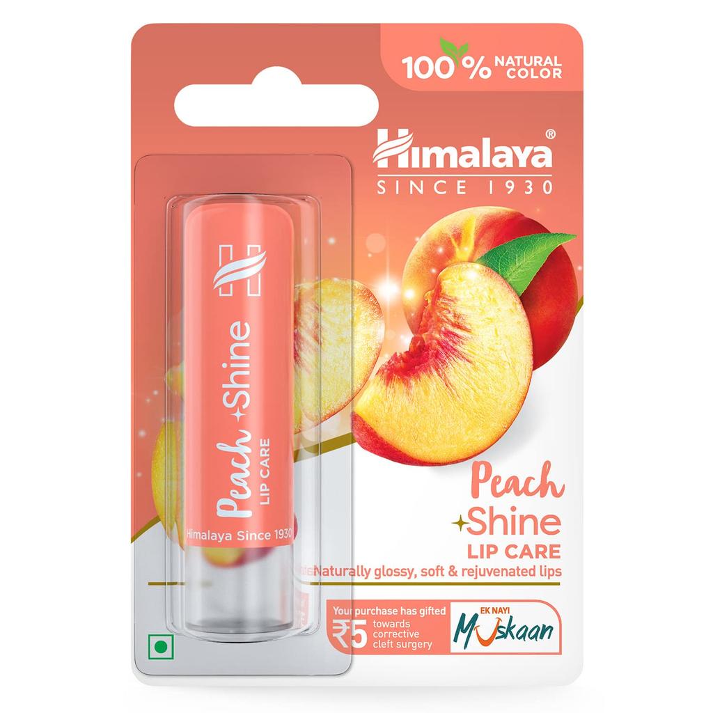 Himalaya Peach Shine Lip Care 4.5g Moisturizing Lip Balm With Natural Gloss & Vitamin E For Soft Supple Lips