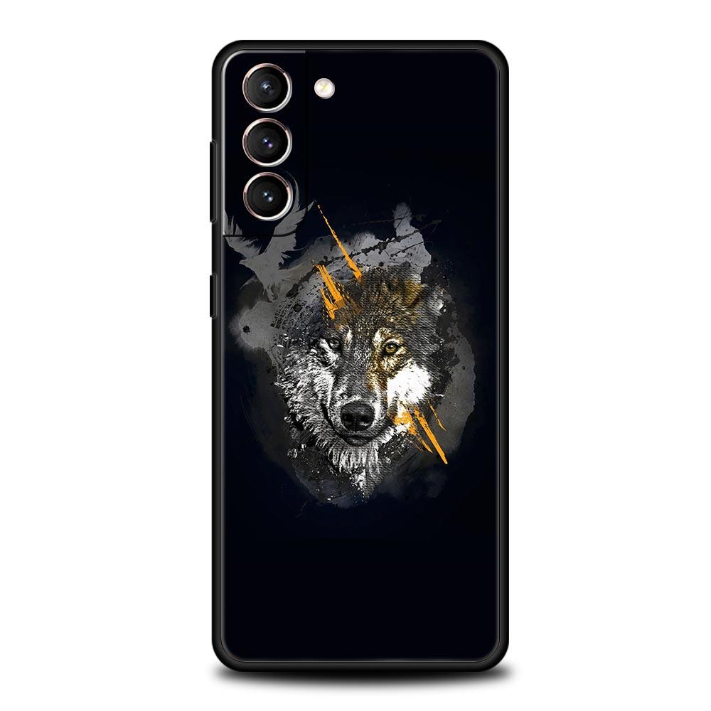 Wolf Animal Case For Samsung Galaxy S22 Ultra S21 S20 FE 5G S10 S9 S24 Plus S10E S23 Phone Cover Black Silicone Soft