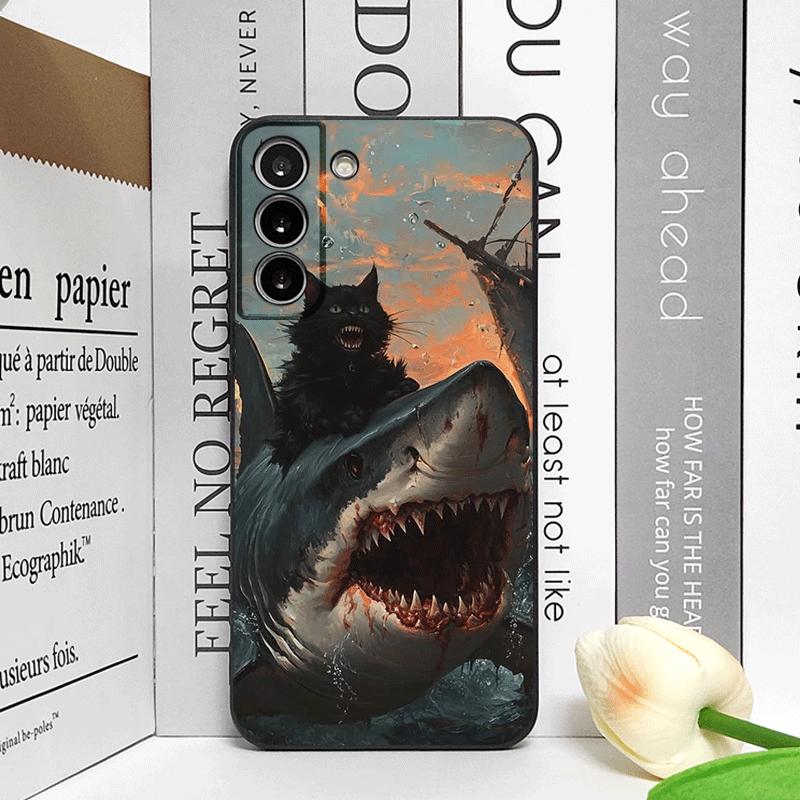 Grappige Abstracte Haai Zwarte Kat Telefoonhoesje voor Google Pixel 9A 8A 7A 6 A 7 PRO 8 9 Pro XL 5G Schokbestendig Zachte Cover Matte Fundas