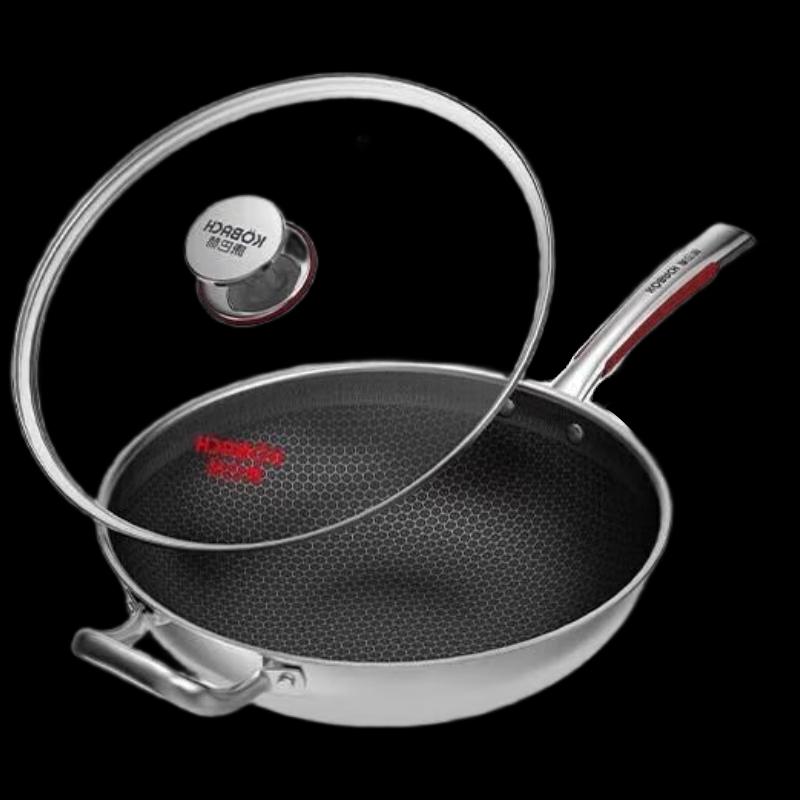 Kangbahe KGX-C32H 32cm 304 Stainless Steel Honeycomb Wok