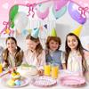 100 Pcs Pink Bow Paper Plates 7'' Disposable Paper Plates Pink Coquette Bow Dessert Set for Girl Bachelorette Bridal Engagement Baby Shower Birthday