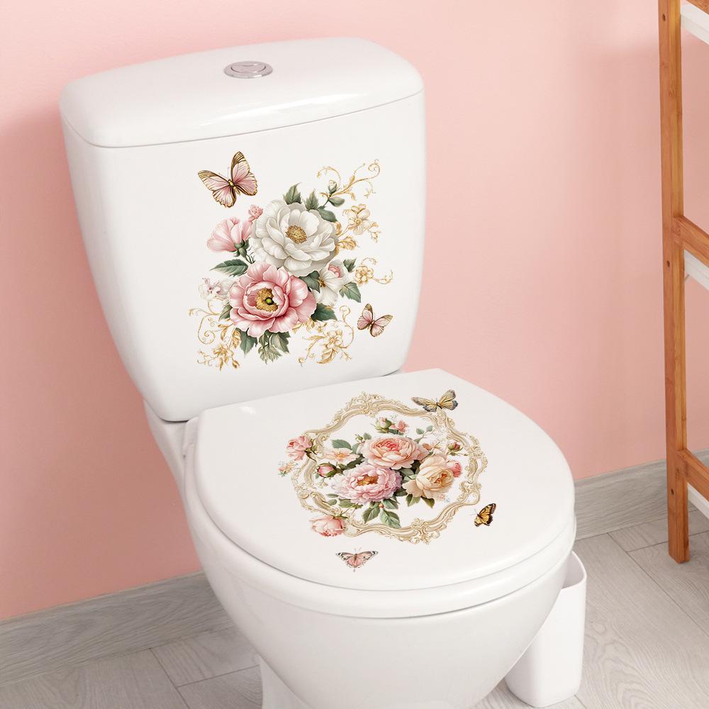 Gemalte Pfingstrose Badezimmer Hintergrund Verschönerung Wandaufkleber