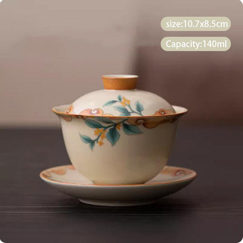 

Китайская ретро-керамическая гайвань для обжига в печи Ru, расписанная вручную цветами, чайная чашка ручной работы, красивая заварочная чаша для чая, бытовая чайная чаша, переносная чайная утварь