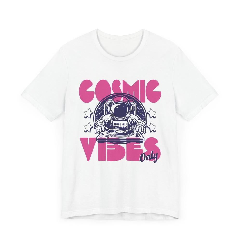 Cosmic Vibes Tee Cool Astronaut Shirt Music DJ Graphic T-Shirt Gift for Space Unisex T-Shirt L