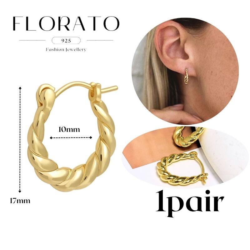 Perforation 925 Silver Ear Needle Minimalist Hoop Earrings Metallic Gold Earrings For Women CZ Fashion Jewelry