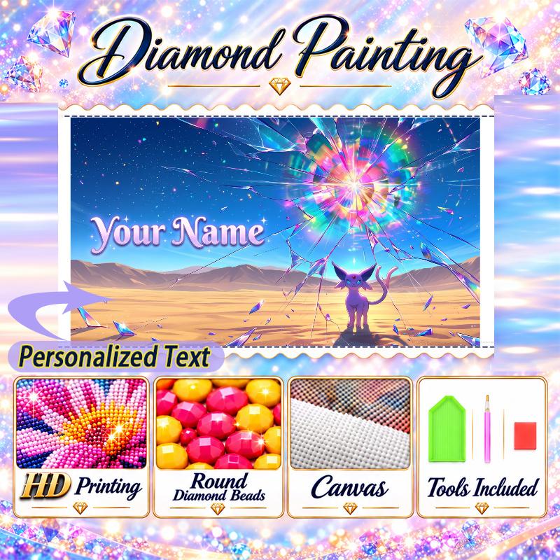 Personalized espeon Diamond Art Custom Name 5D Diamond Painting Full Drill DIY Craft