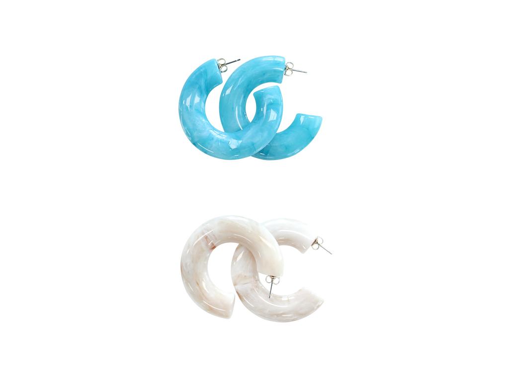 Sundaydiscoclub Big Color Hoop Earrings Ivory