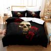 Roses and Skulls All Season Twin Bedding Set Single Twin Full Queen King Size Bed Set Aldult Kid Bedroom Duvetcover Sets Anime
