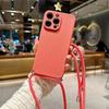 Crossbody Lanyard Candy Color Phone Case For Iphone 17 Air 16 16E 15 14 13 12 11 Pro Max Plus Silicone Soft TPU Back Cover