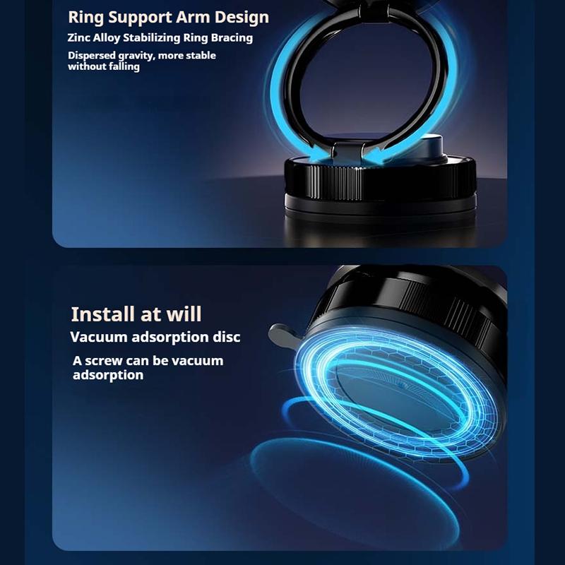 Vacuum Strong Magnetic Car Phone Holder Foldable Adsorption Phone Bracket for All Smartphone & Car Model 360° Rotate Lazy Holder