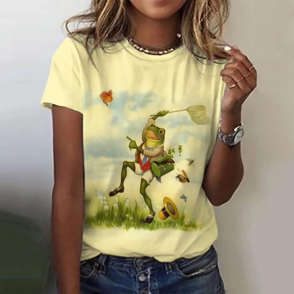 

Летняя женская футболка Harajuku с круглым вырезом и принтом в виде 3D-мультяшного персонажа, повседневная свободная футболка с коротким рукавом в стиле ретро XL