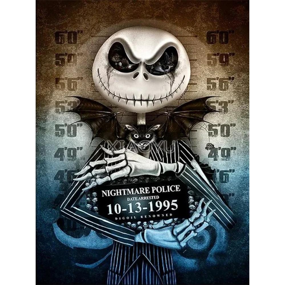 

Disney Diamond Painting Jack Skellington Prison Photo Themed Artwork Cartoon 5D Diamond Cross Stitch Mosaic Home Decor Gift Round 20x30cm