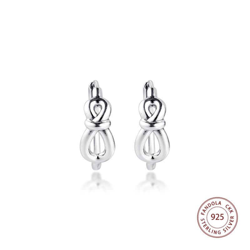 Authentic 925 Sterling Silver Infinity Knot Hoop Earrings for Women Girls Earing Wedding Fine Jewelry