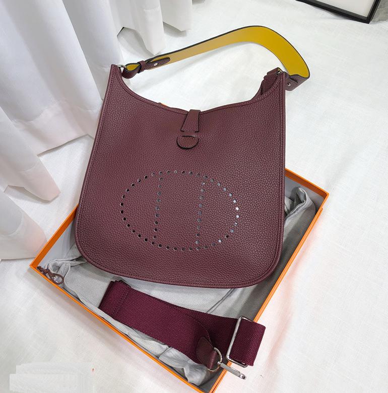 First Layer Cowhide Evelyn Bag Genuine Leather Women's Bag Lychee Patterned Bucket Bag Mini Casual Shoulder Crossbody Bag