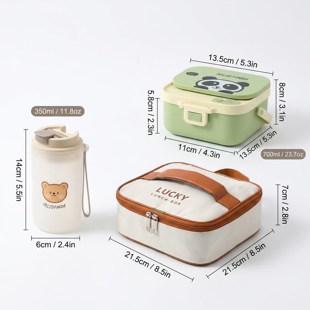 Quadratische 304 Edelstahl Bento Lunchbox mit Besteck & Griff Tragbarer Cartoon Obstsalat Lebensmittelbehälter für Kinder Schüler