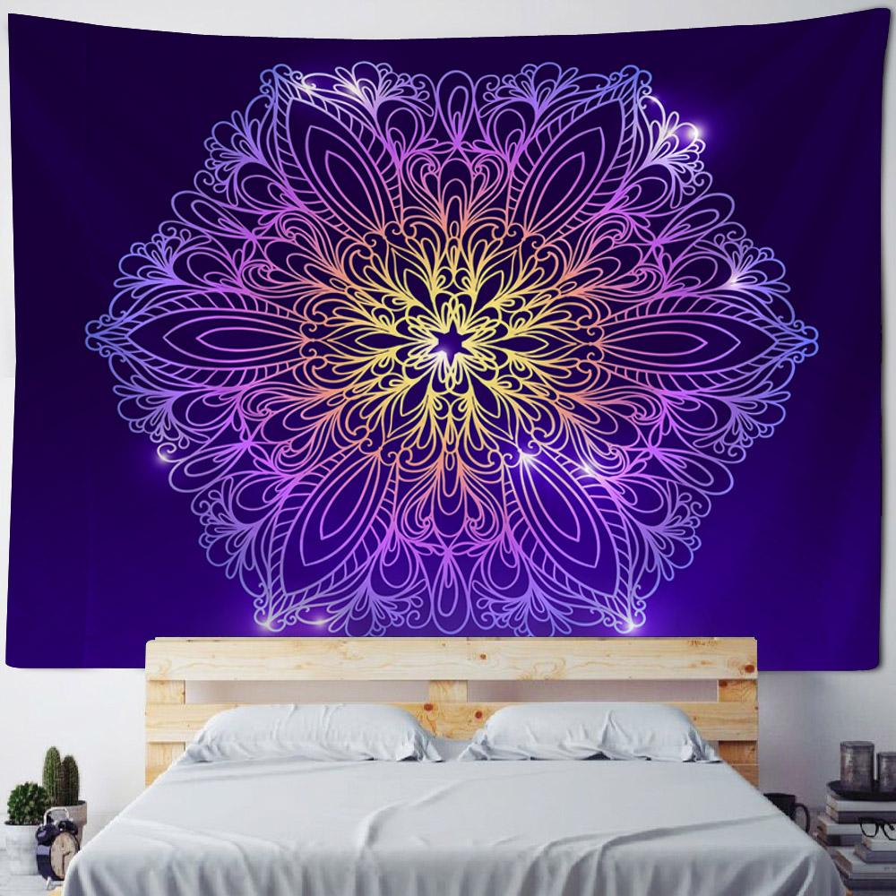 Psychedelic mandala tapestry geometric fractal kaleidoscope art wall hanging cloth hippie bohemian home decoration bed sheet