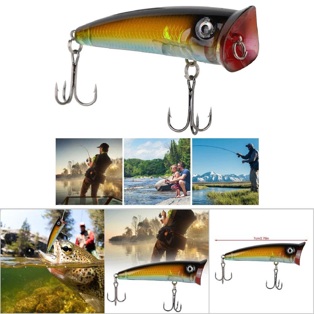 Artificial 7cm Plastic Fishing Hard Bait Floating Popper Fish Like Fishing Lures Accessory