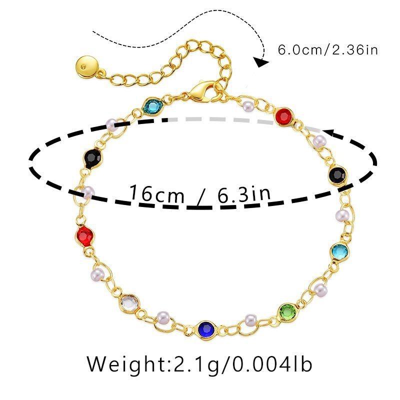 K Gold Plated Multicolor Glass Crystal Pearl Bracelet For Women