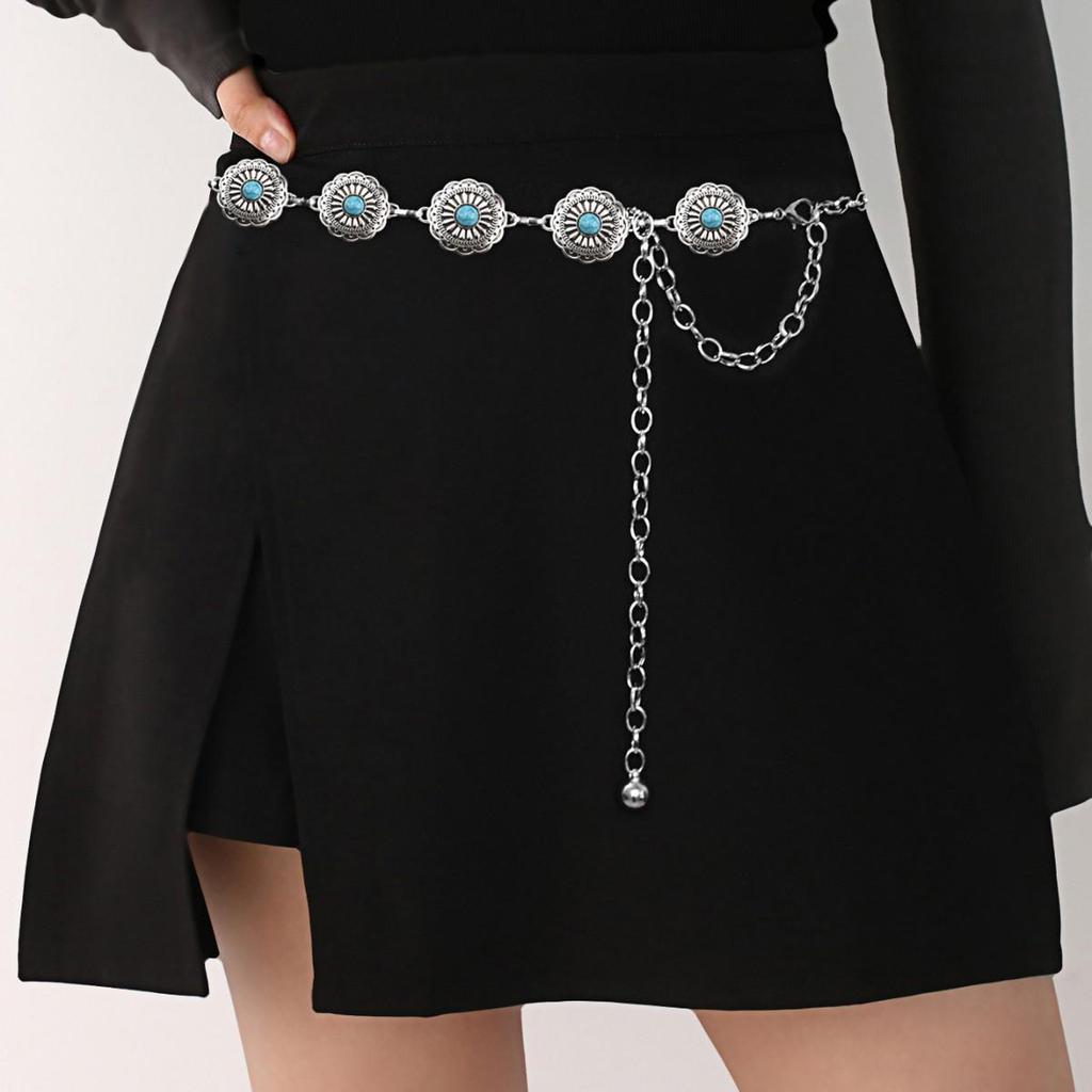 European Retro Metal Chain Waist Accessory for Dresses & Sweaters