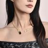 Natural Stone Teardrop Choker Necklace with 18k Gold Plating
