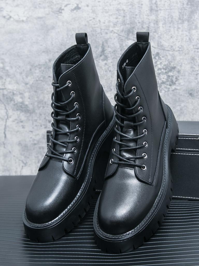 Men's shoes large size new leather boots fashion outdoor casual shoes trend British style high top Martin boots can be