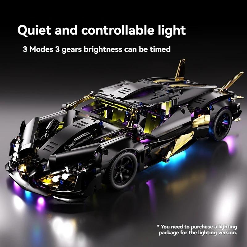 Technical Black Racing Car Building Blocks DIY Supercar Model Creative Puzzle Toy Gift for Birthday Halloween Christmas