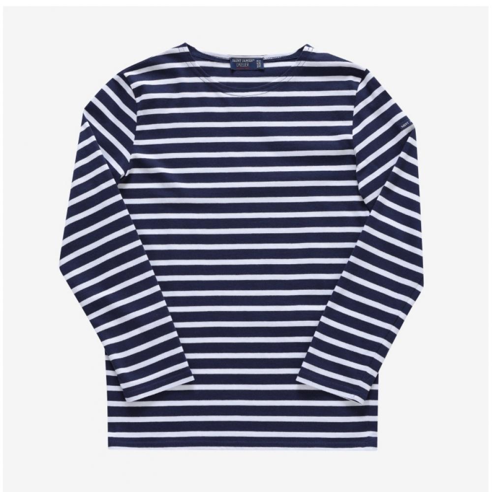 SainT James Kids Long Sleeve T shirT Modern sTripe Marine Neige 2066