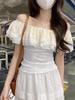 2025 New Style One-shoulder Lace Panel Short Sleeve T-shirt Women Summer Fit Design Off Shoulder Elegant Clothing