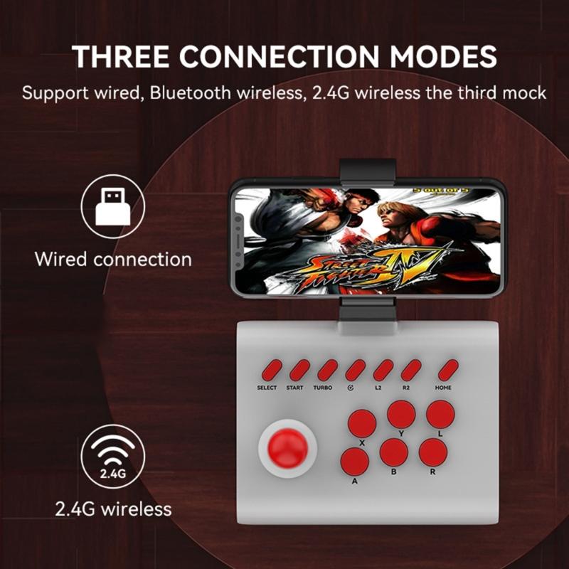 Game Joystick Wired-Bluetooth-compatible/2.4G Connection Arcade Game Console Rocker for