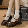 New Cute Patent Leather Mary Jane Shoes Women Autumn Buckle Straps High Heels Pumps Woman Japanese Style Uniform School Shoes