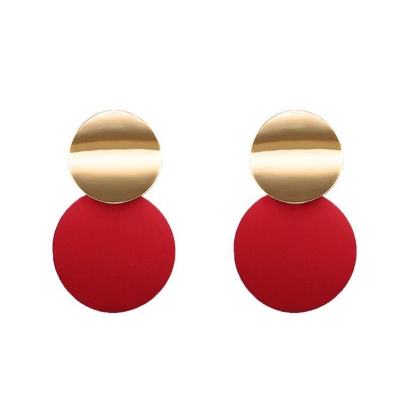9 Colori Caramella Doppi Cerchi Pendenti in Metallo Charme alla Moda Geometria Lucida Paillettes Statement Brincos per Donne Gioielli Regalo