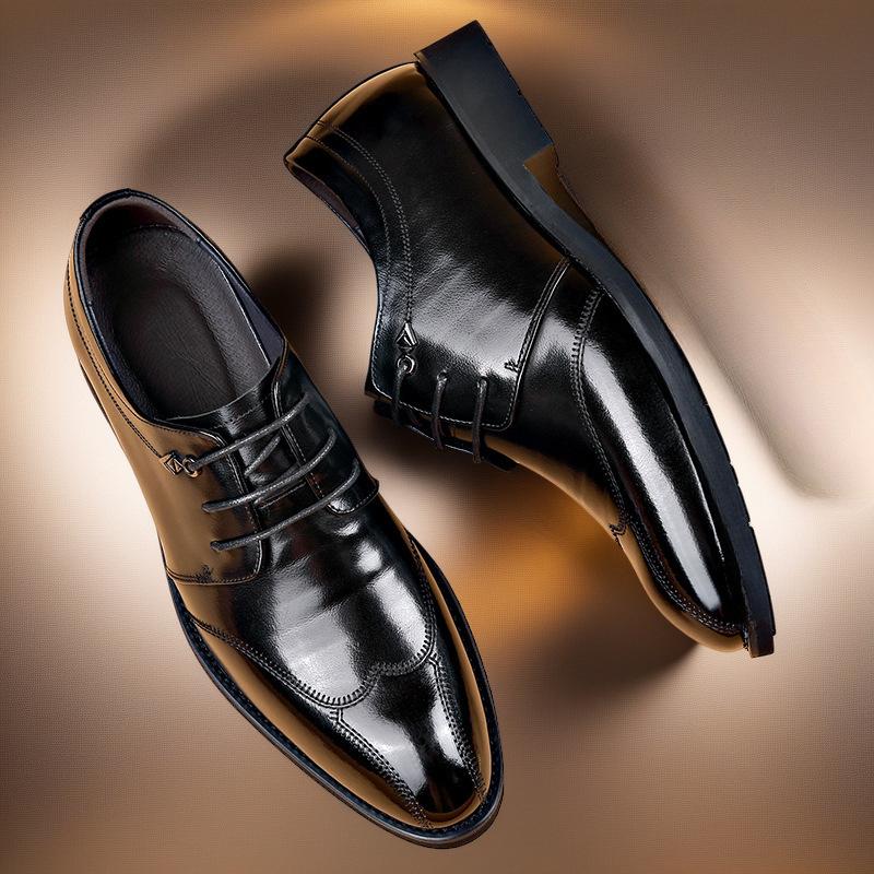 

2025 spring new business dress youth versatile lace-up men s leather shoes breathable casual wedding shoes men 38