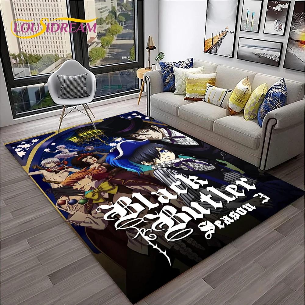 Cartoon Black Butler Anime 3D-Teppich für Zuhause, Wohnzimmer, Schlafzimmer, Sofa, Fußmatte, Dekor, Kinderspielbereich, rutschfeste Bodenmatte