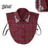 Elegant Detachable Collar Women Plaid Fake Red Blue Christmas Fashion