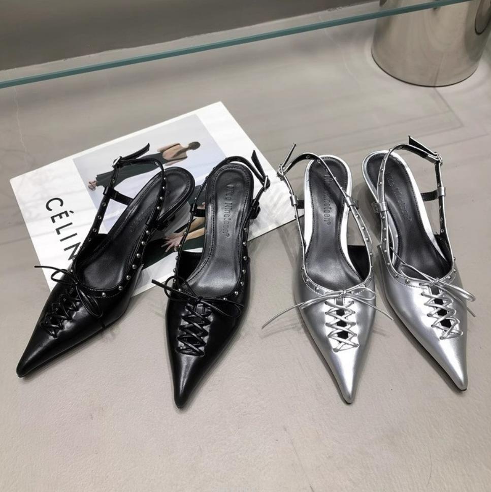 Spitze Pumps Sandalen Damen Hohe Absätze Schuhe Weiblich Sommer Flach Mode Schnürung Neu Elegant Frau Absatzzschuhe 2026