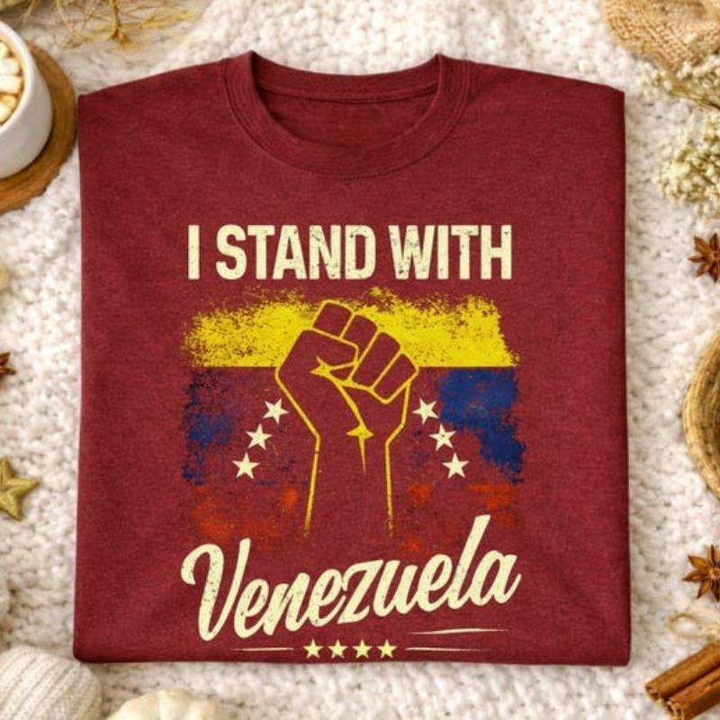 Vintage I Stand with Flag Venezuelan Flag Cultural Pride Freedom Support Graphic  Retro Women Political Expression Sportswear S