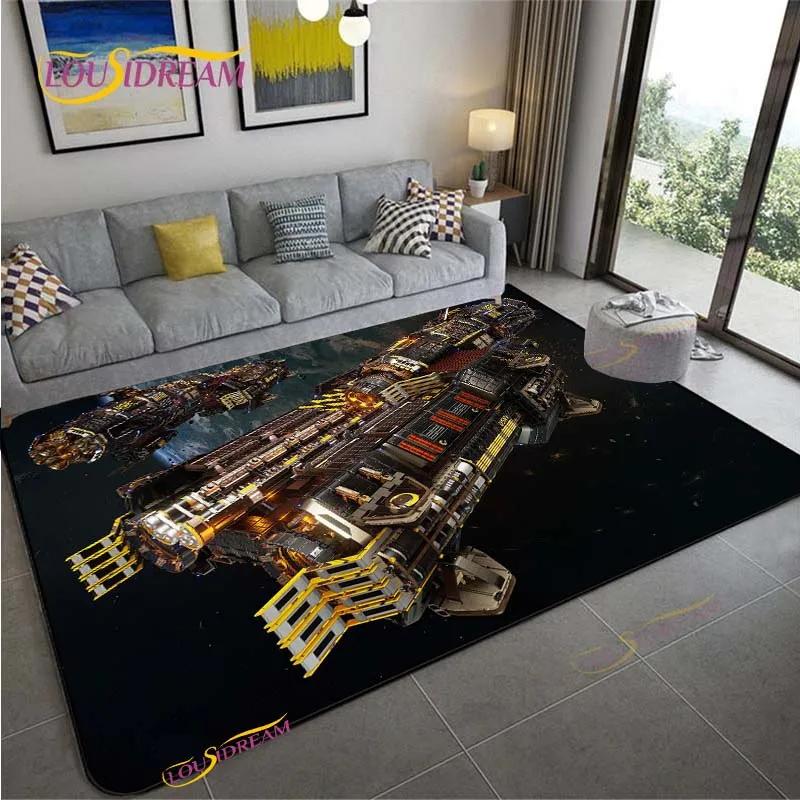 3D Space Ship Station Carpet for Living Room Bedroom Table Cinema Rug Kitchen Door Kids Un-slip Floor Mat Alfombra Birthday Gift