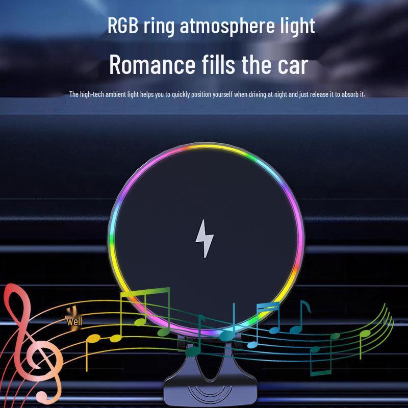 RGB Magnetic Wireless Car Charger & Phone Holder - 15W