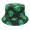 Funny Alien Print Bucket Hat for Men's and Women's Summer Outdoor Sunscreen Fashion Decorate Panama Unisex Fisherman Caps Hiphop