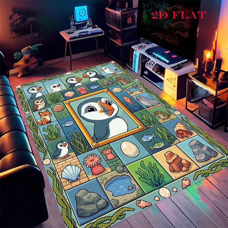 Puffin Rock poster Carpet Rug for Living Room Bedroom Home Sofa Decoration,Kids play Nonslip Floor Mat