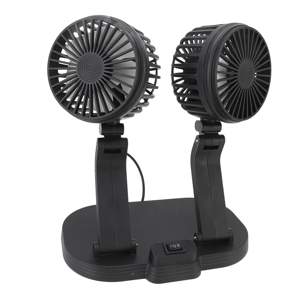 Dual Heads USB Fan for Car Dashboard Multi Speeds Quiet Portable Vehicle Cooling Fan for RV Truck
